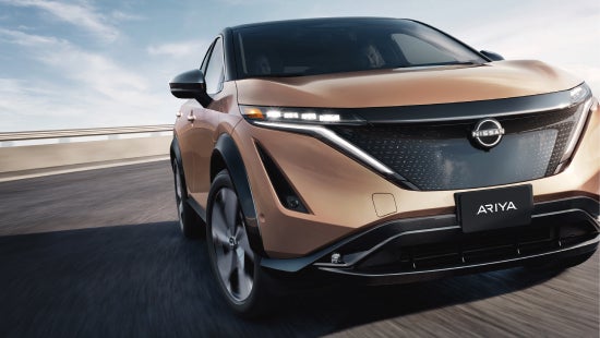 Close-up shot of Nissan ARIYA driving | Dutch Miller Nissan Of Bristol in Bristol TN