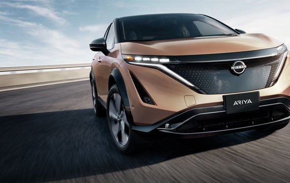 Nissan ARIYA front view focus on wheel cornering | Dutch Miller Nissan Of Bristol in Bristol TN