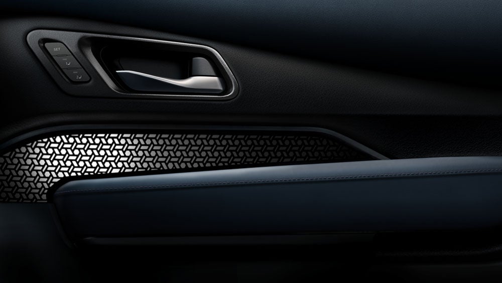 Nissan ARIYA kumiko pattern on interior door panel | Dutch Miller Nissan Of Bristol in Bristol TN