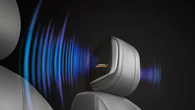 2024 Nissan Kicks front seat showing bose speakers in headrest